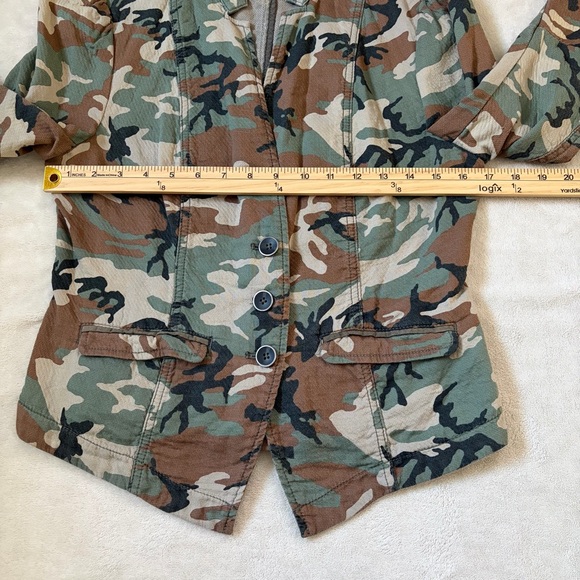 Free People Camo Army Cotton Fitted Blazer Jacket - Picture 11 of 15